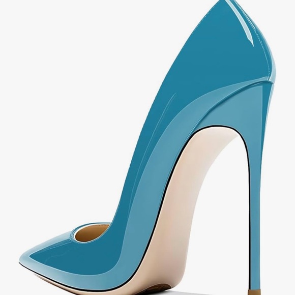 Pre-Owned Dark Turquoise Qunvngutui Pointed Toe Heels - Picture 2 of 10